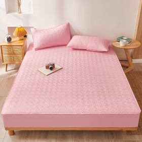 Cotton Clip Bed Hat Simple Solid Color Hotel Simmons All-inclusive Bed Cover (Option: Pink-180cmx200cm)