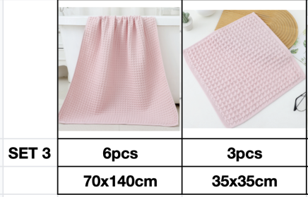 Household Bathing Water Absorbent And Quick Drying Unisex Plus Thickened Pure Cotton Bath Towel Wipe (Option: Pink-Set3)