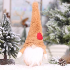Christmas Decoration Plush Long Hat Forest Man Doll Ornaments (Option: Khaki Cap)