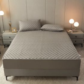 Cotton Clip Bed Hat Simple Solid Color Hotel Simmons All-inclusive Bed Cover (Option: Lattice grey-120cmx200cm)
