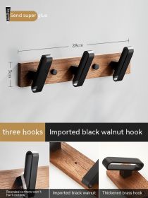Light Luxury Solid Wood Clothes Hook Wall-mounted Aluminum Alloy (Option: Black 3 Hooks)
