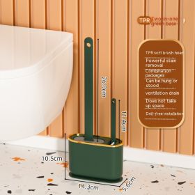 Silicone Toilet Household No Dead Angle Cleaning Long Handle Brush (Option: Green Gold Two Piece Set)