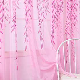 Inverted Willow Wicker Offset Printing Curtains Printing Window Screens Living Room Balcony Window Screens (Option: Pink-W39.3inch x L78.7inch)