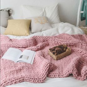 Sofa Lunch Break Knitted Office Nap Blanket (Option: Pink-130x160cm)