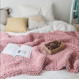 Sofa Lunch Break Knitted Office Nap Blanket (Option: Pink-130x160cm)