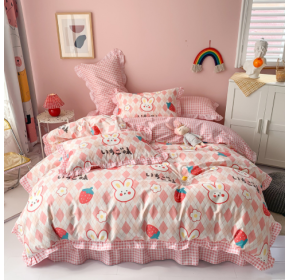 Cotton 100 Princess Wind Quilt Cover Cartoon Student Dormitory Bed (Option: Little Fei Rabbit-1.2m bed sheet threepiece set)