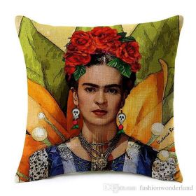 New Mexico Frida Caro Woman Self-portrait Pattern Digital Printing Linen Pillow Cover (Option: 9style-45cm)