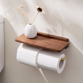Punch-free Toilet Paper Roll Stand Toilet Wall-mounted Tissue Box (Option: Wooden-Double roll)