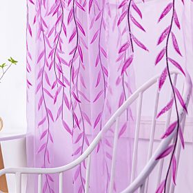 Inverted Willow Wicker Offset Printing Curtains Printing Window Screens Living Room Balcony Window Screens (Option: Purple-W39.3inch x L78.7inch)