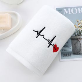 Thickened Absorbent Cotton Embroidered Towel (Option: White-35x75cm)