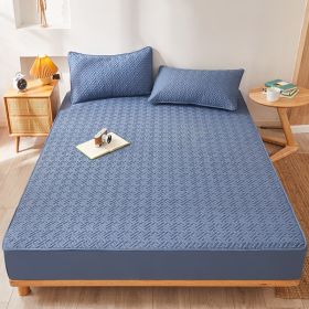 Cotton Clip Bed Hat Simple Solid Color Hotel Simmons All-inclusive Bed Cover (Option: Blue-90cmx200cm)