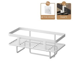 Wall Mounted Punch-free Bathroom Rack (Option: White Single Layer)