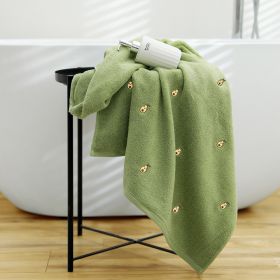 Full Embroidery Avocado Cotton Bath Towel (Option: Green-70x140cm)