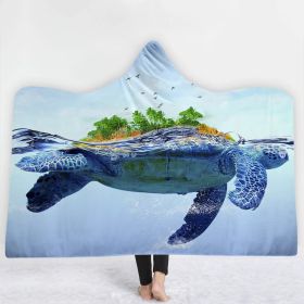 New Ocean Turtle Series Hooded Blanket Cape (Option: 1style-130x150cm)