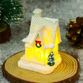 Christmas Decoration White Luminous Resin Small House (Option: F Style)