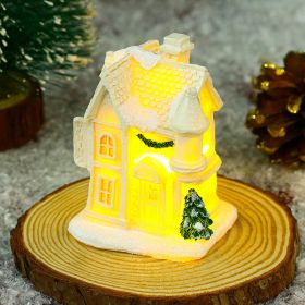 Christmas Decoration White Luminous Resin Small House (Option: H Style)