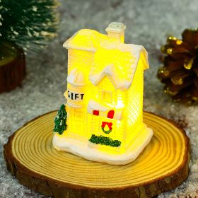 Christmas Decoration White Luminous Resin Small House (Option: J Type)