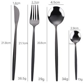 Household Hotel Restaurant Steak Stainless Steel Knife, Fork And Spoon (Option: Black Four Main Pieces)