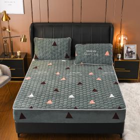 Crystal Pile Clip Cotton Bed Bonnet Thickened Coral Pile Bed Cover In Autumn And Winter (Option: Wonderful triangle-90x200cm and30cm)