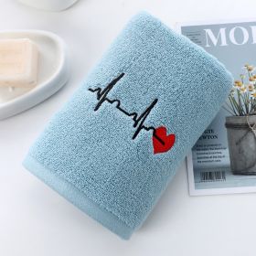 Thickened Absorbent Cotton Embroidered Towel (Option: Blue-35x75cm)