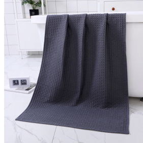 Water-absorbing  Quick-drying Pure Cotton Waffle Bath Towel (Option: Dark Grey-70x140cm)