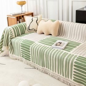 Striped Sofa Towel Anti-cat Scratch Protector Multi-function Blanket (Option: Four Seasons trains-180x360cm)