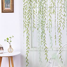 Inverted Willow Wicker Offset Printing Curtains Printing Window Screens Living Room Balcony Window Screens (Option: Green-W39.3inch x L78.7inch)