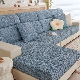 All-inclusive Seersucker Stretch Sofa Cover (Option: Blue-Small Backrest)