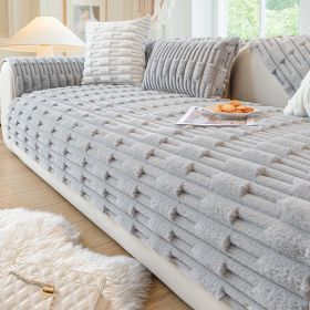 Rabbit Plush Sofa Cushion Winter Thickened Fleece Cushion (Option: Light Gray-45x45cm Throw Pillow Cover)