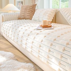 Rabbit Plush Sofa Cushion Winter Thickened Fleece Cushion (Option: Milky White-110x160)