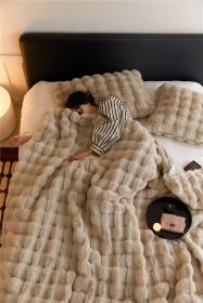 Polyester Carpet Rabbit Bubble Velvet Thickened Nap Blanket Quilt (Option: Camel Color-130 √ó 160cm)