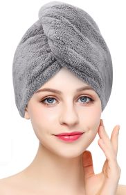 Fashion Hair Drying Towel Shower Cap (Option: Gray-25x65cm)