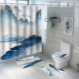 Digital Printing Polyester Bathroom Supplies Chinese Landscape Painting (Option: Yf108-165x180)