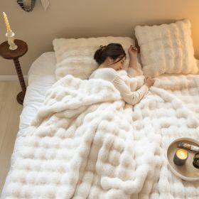 Polyester Carpet Rabbit Bubble Velvet Thickened Nap Blanket Quilt (Option: White-160 √ó 200cm)