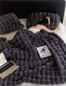 Polyester Carpet Rabbit Bubble Velvet Thickened Nap Blanket Quilt (Option: Graphite Gray-200 √ó 230cm)