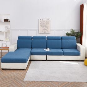Solid Color Three-dimensional Jacquard Sofa Combination Seat Cover (Option: Lake Blue-Flower Pillowcase)