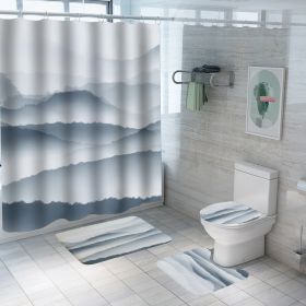 Digital Printing Polyester Bathroom Supplies Chinese Landscape Painting (Option: Yf106-165x180)