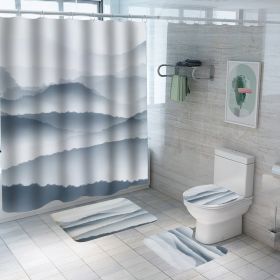 Digital Printing Polyester Bathroom Supplies Chinese Landscape Painting (Option: Yf106-165x180)