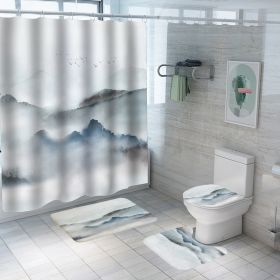 Digital Printing Polyester Bathroom Supplies Chinese Landscape Painting (Option: Yf105-180x200)