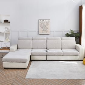 Solid Color Three-dimensional Jacquard Sofa Combination Seat Cover (Option: Light Gray-Small Headrest)