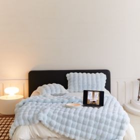 Polyester Carpet Rabbit Bubble Velvet Thickened Nap Blanket Quilt (Option: Sky Blue-160 √ó 200cm)